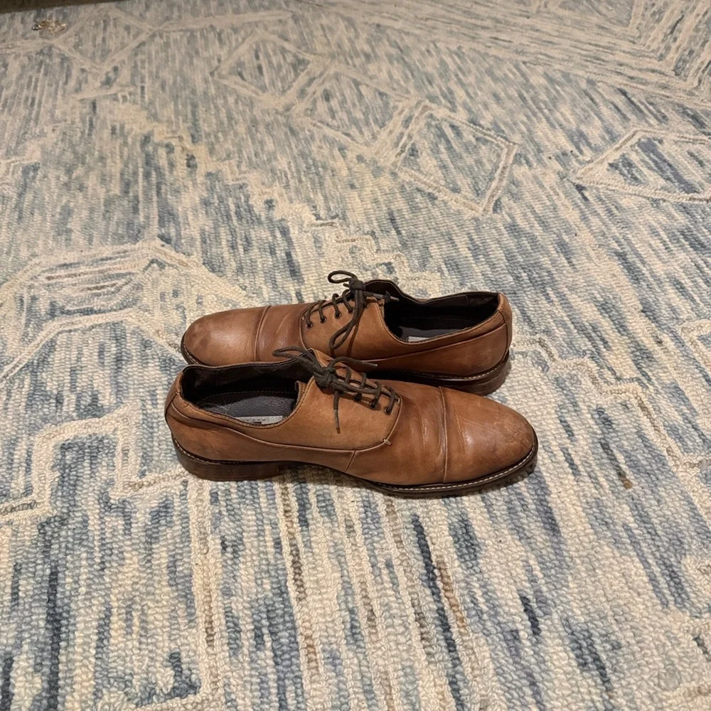 Joseph Abboud Distressed Tan Leather Dress Shoes Mens Size 10.5